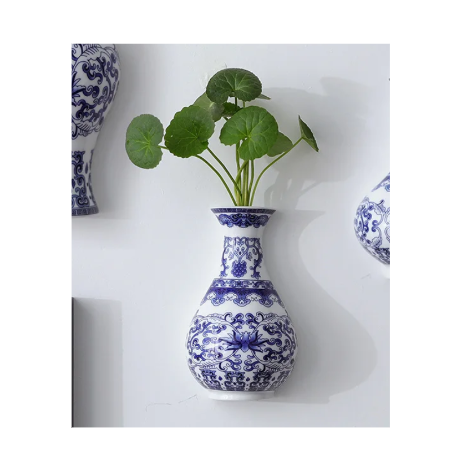 Blue and White Porcelain Wall Vase by Jian Huang