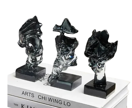 The Three Musketeers Abstract Face Statues by Aaron Levy-Nowak