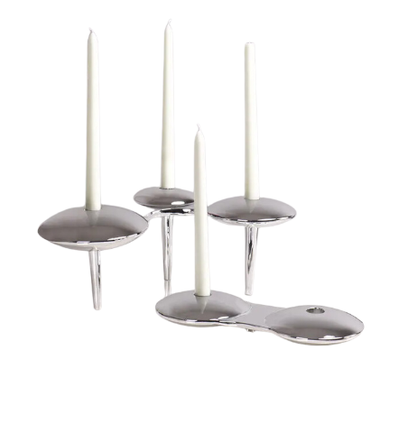 Mushroom Shape Candle Holders by Leona Davis. _silver