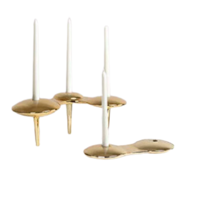 Mushroom Shape Candle Holders by Leona Davis. _gold