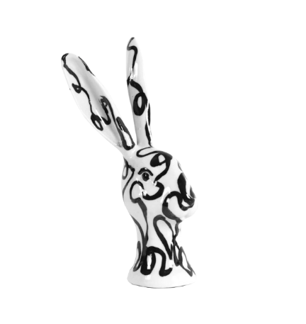 Techno Pop Art Rabbit Sculpture by Clara Müller