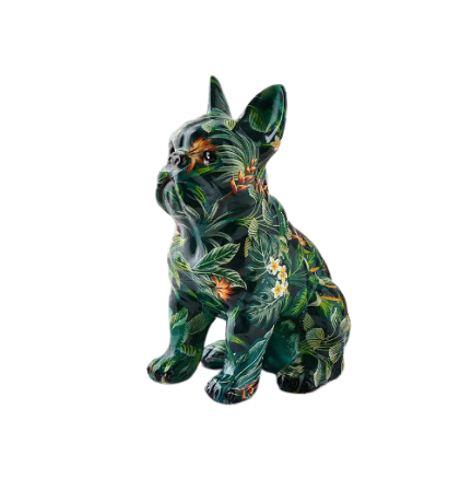 Graffiti Dog Statue by Nikolai Volkov_ French Bulldog. green