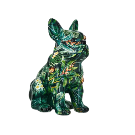 Graffiti Dog Statue by Nikolai Volkov_ French Bulldog. green